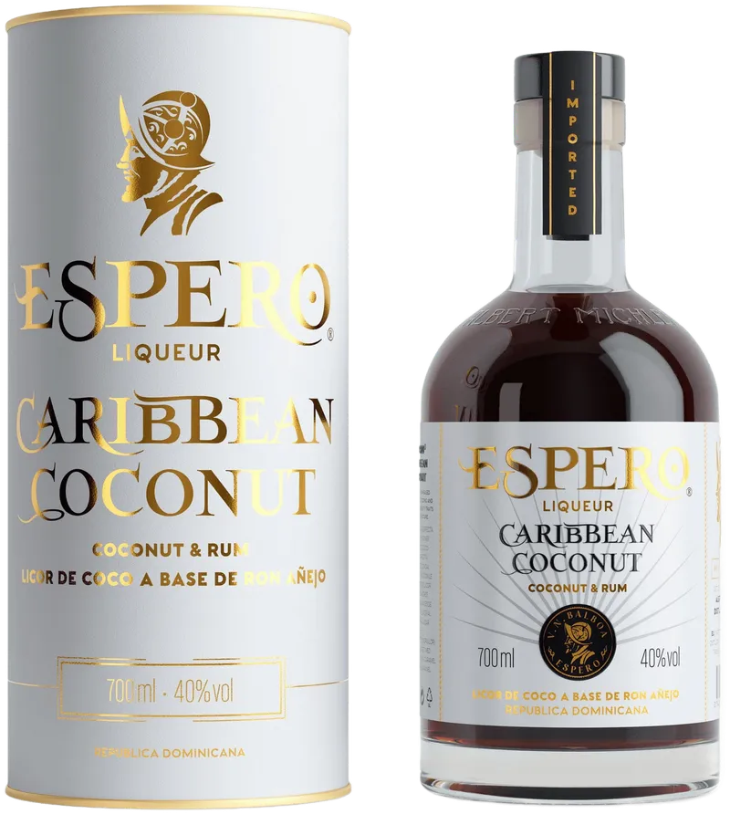 Espero Caribbean Coconut, dárkový set: bílý tubus a láhev likéru
